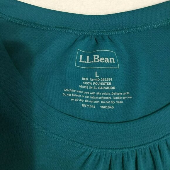 L. L. Bean Performance Tee Short Sleeve Pullover Women's Large Aqua Activewear - Picture 7 of 8